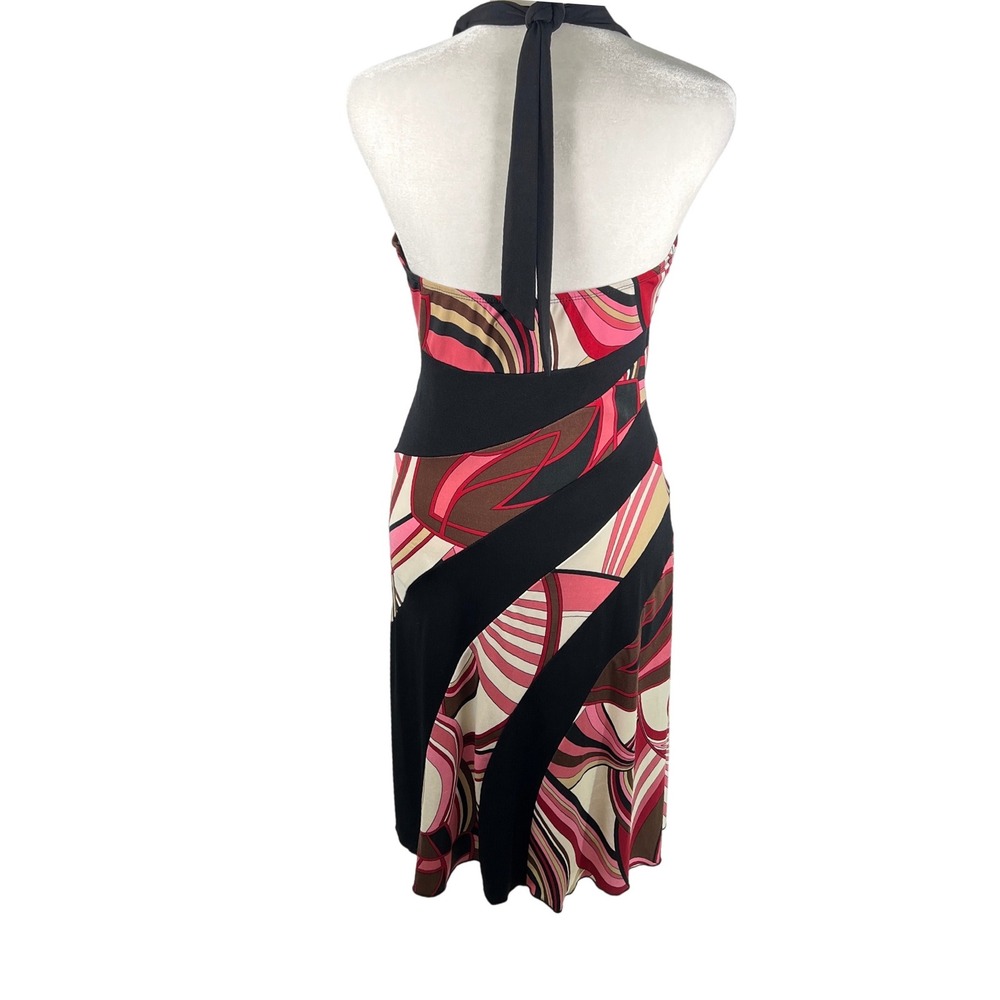 Byer Too! Womens Pink Psychedelic Swirl Y2K Halter Dress Asymmetrical Hem Size M - Picture 2 of 10